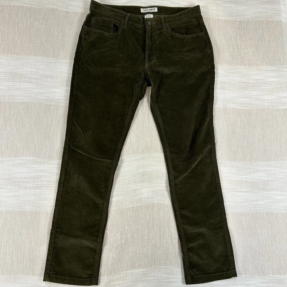 Pantalones de pana Jos A Bank 1906 para hombre ajustados verde oliva talla 36x32 frente plano Foto 1 de 4