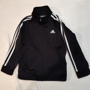 Adidas Track Jacket Black White Stripes Full Zip Youth Boys Size 6 - Picture 1 of 6