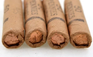 4 Original Bank Rolls 1957-D Lincoln Cents BU 200 COINS! - Picture 1 of 3