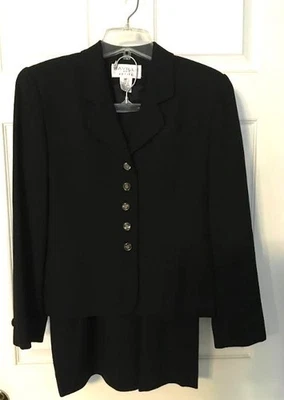 Conjunto Chaqueta Blazer Falda 4P Vintage Traje Saville Negro $232 Foto 1 de 4