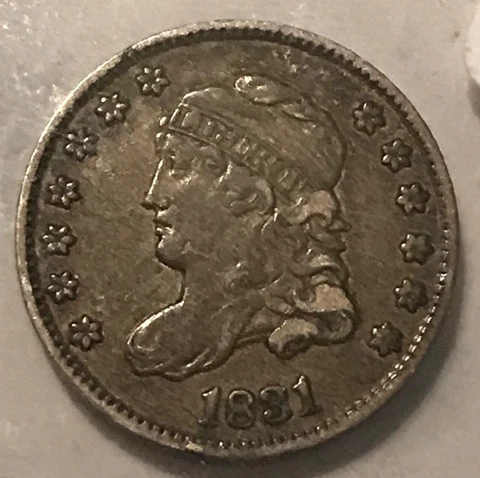 1831  capped bust half Dime , XF Cover