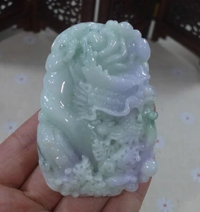 Ciondolo Vintage Naturale A Lavanda Giada Giadeite Grande Drago 厚装大龙牌 - Foto 1 di 8