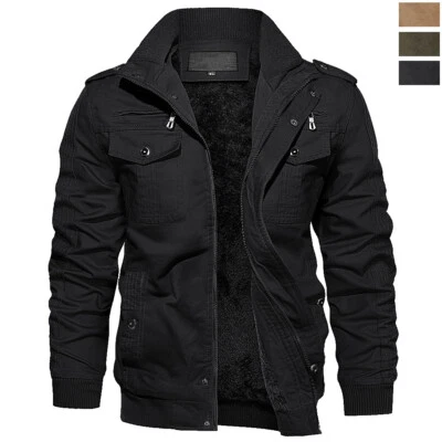 Mens Atheletic Bomber Jacket Firm Field Sturdy Cotton Coat Training Pilot Jacket - Image 1 of 4
