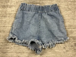 Material Girl Shorts Womens Small Blue Medium Wash Pull On Raw Hem Elastic Waist - Picture 1 of 11