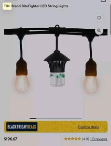 Tiki Bitefighter Outdoor LED Weatherproof Mosquito Repellent String Lights 36' - Picture 1 of 7