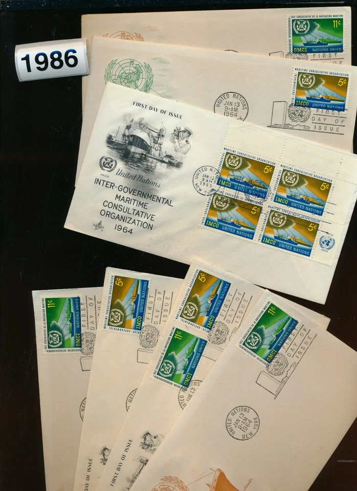 NACIONES UNIDAS - CUBIERTAS DE ENVÍO - PRIMER DÍA - LOTE DE 7 - #1986 Foto 1 de 1