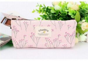 1pc Kawaii Floral Pencil Case Fabric Flower Pencil Bag School Office Supplies   
