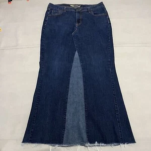 Old Navy Y2K Black Denim Western Grunge Punk Rock Patchwork Maxi Skirt-16T-0841 - Picture 1 of 15