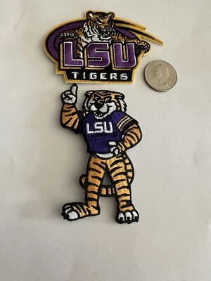 (2)-LSU TIGERS ESTILO VINTAGE HIERRO BORDADO EN PARCHES 3,25”x 2,25” ¡Hermoso! Foto 1 de 3