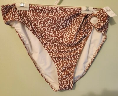 Bikini de natación Old Navy para mujer 2X tiro medio 0 anillos marrón estampado de leopardo Foto 1 de 4