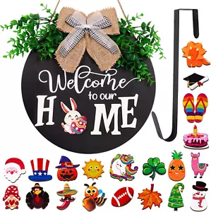 Interchangeable Seasonal Welcome Sign Front Door Decorations - Home Porch Decor - Picture 1 of 7