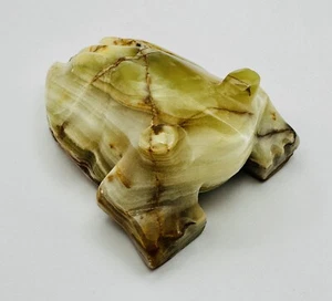 Large Banded Onyx Frog Hand Carved 3.5” Artisan Sculpture Figurine Paperweight - Picture 1 of 12