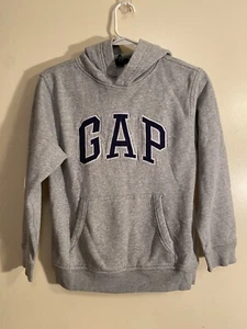 Gap Kids Classic Logo Cotton Hoodie Sweatshirt Large Gray Blue Front Pocket - Picture 1 of 4