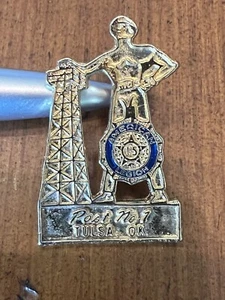 Vtg American Legion Post #1 Tulsa, OK Tulsa Man Golden Driller Oil Well Pin! - Picture 1 of 5