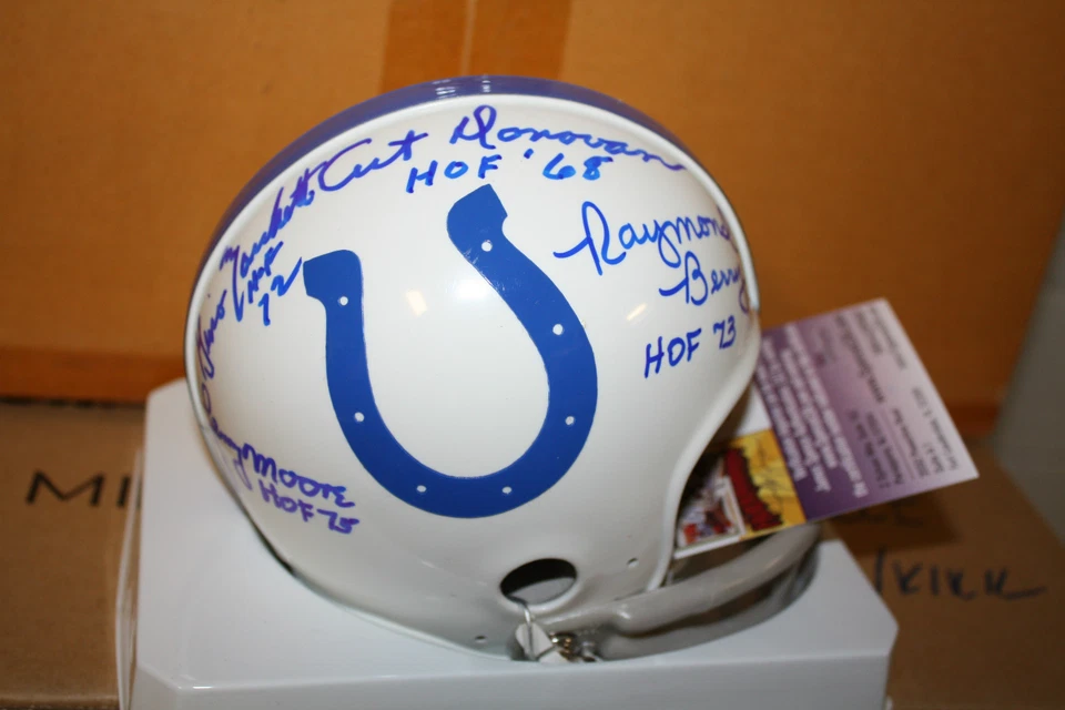 BALTIMORE COLTS HALL OF FAME MINI HELMET DONOVAN, MOORE, GINO, BERRY JSA - Image 1 of 1