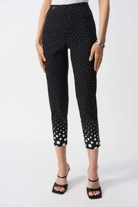 Joseph Ribkoff Black/Vanilla Polka Dot Capri Pants 251223 - Picture 1 of 9