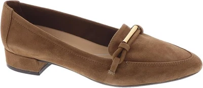 全新 EASY SPIRIT 棕色麂皮绒皮革舒适 PUMPS 尺码 8 W 宽 89 美元 — 第 1/4 张图片