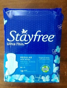 Stayfree Ultra Thin Regular Pads mit Flügeln 18 Stück Neu - Bild 1 von 1