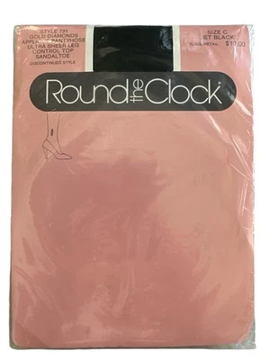 Pantimedias de Colección Redondas para Reloj Talla C Jet Negro Oro Diamantes Apliques Ultra Transparente Foto 1 de 4