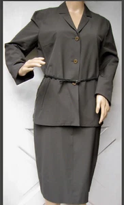 GENNY stylischer & eleganter Rock-Jacke Anzug dunkelgrau-grün US 10 ~ IT 44 ~ Made in Italy - Bild 1 von 6