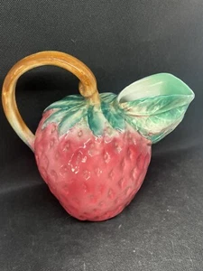 Italy Strawberry Ceramic 8” Pitcher Hand Painted Vase Made In Italy Lord &Taylor - Picture 1 of 6