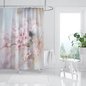 3D Pfirsichblüte 78 Duschvorhang Wasserdicht Faser Badezimmer Zuhause Fenster WC - Bild 1 von 3
