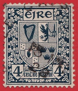 IRELAND 1923 4d SLATE BLUE ARMS OF IRELAND SG77 GU - Picture 1 of 1
