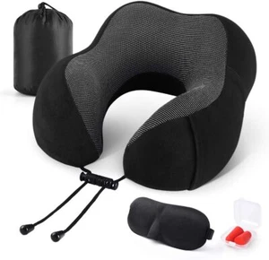 Emgthe Travel Pillow 100% Memory Foam Pillow, Neck Pillow for Airplane, Neck & - Picture 1 of 3