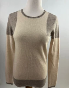 HALOGEN beige 100% cashmere crew neck sweater Womens XS - Picture 1 of 3
