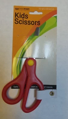5" Blunt Tip Kids Safe Scissors. Right or Left Hand Use. Red Comfort Grips - Image 1 of 3