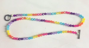 Multi Coloured Rainbow Style Beaded Necklace - Length 18 Inches. - Picture 1 of 4