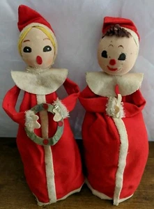 2X Early MCM Christmas Caroler Figures Wire Overlayed With Felt - Picture 1 of 9