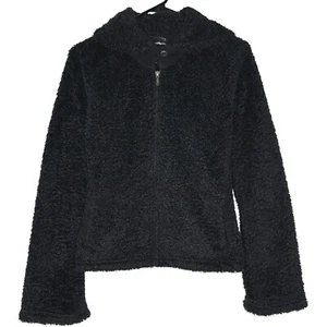 Patagonia Curly-Q Cardigan Womens XS Black Synchilla Collared Zip Pockets Retro - Picture 1 of 21