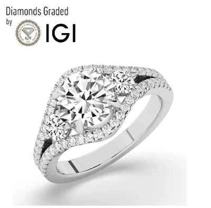 Round Solitaire Labgrown Diamond Engagement Ring 18k White Gold 3.75 Ct F VVS2 - Picture 1 of 23