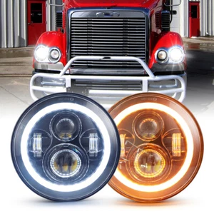 7 Inch Round LED Headlights Halo Turn Signal For Freightliner Coronado 2001-2016 - Picture 1 of 12