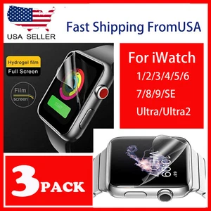 3X  HYDROGEL Screen Protector For Apple Watch 9 8 7 6 5  38/42/40/44/41/45/49mm - Picture 1 of 8