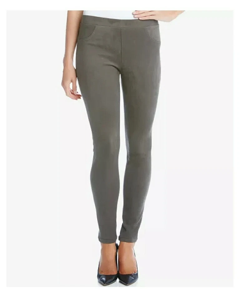 Pantalones ajustados Karen Kane imitación gamuza tiro alto CB4 gris para mujer talla XS Foto 1 de 4