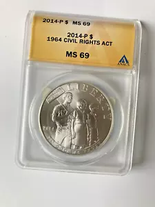 2014 P, 1964 CIVIL RIGHTS ACT COMMEMORATIVE COIN, MS 69, ANACS - Picture 1 of 3