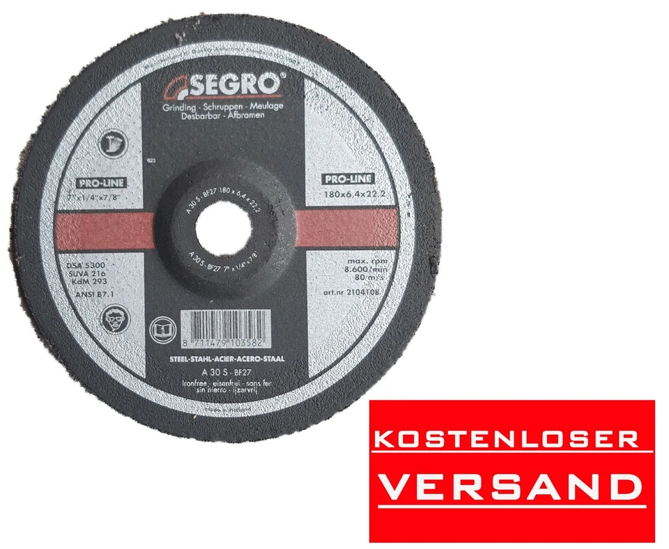 Segro Grinding Disk 5 Piece pro-Line 180x6, 4x22, 2 Steel, Iron Scrub New - Image 1 of 1