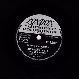 David Seville Chipmunks 78 ALVIN'S Orchestra/Copyright 1960 London Hlg 9061 E - Imagen 1 de 2