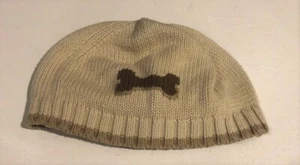 Tan Knit Beanie Hat Dog Bone Toddler Baby Boy Size 18 Months VGUC - Picture 1 of 1
