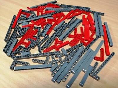 LEGO TECHNIC 100 Stück Liftarme rot dunkelgrau / Lochstangen Technik Konvolut - Bild 1 von 4