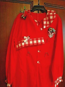 Vintage Adult Santa's Elf Costume One Piece Jumpsuit Embellishments Halloween - Picture 1 of 12