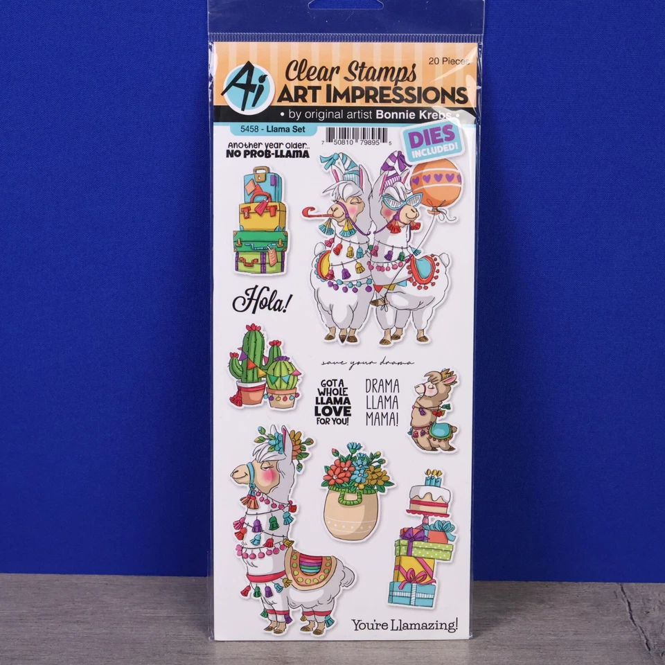 Новый искусства впечатления резиновый штамп и штампы комплект ламы день рождения смешной фермы друзей - Изображение 1 из 1