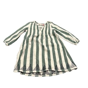 Pink Chicken 5Y Embroidered Stripe Long Sleeve Green Dress - Picture 1 of 10