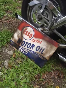Esso Motorölschild 18""x12"" in Porzellan Emaille über Stahl Tankstellenschild - Bild 1 von 12
