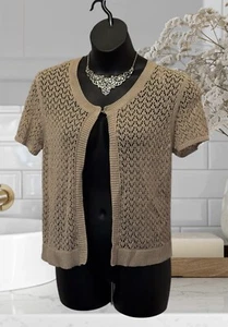 Neu mit Etikett weißer Hirsch groß beige gehäkelt, Stretch, vorne offen, Kurzarm, Cardigan - Bild 1 von 10