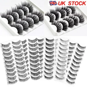 10Pairs 3D Fake Eyelashes Long Thick Natural False Eye Lashes Set Mink Makeup UK - Picture 1 of 38