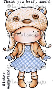 Neu La La Land Crafts PAPIERPUPPE MARCI BÄR HUT klammernder Stempel Mädchen Herz - Bild 1 von 1