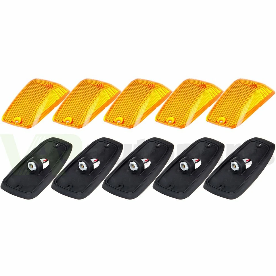 Cubierta ámbar luz de circulación techo marcador cabina 5 piezas + bases para Chevrolet C/K 1500 2500 Foto 1 de 1